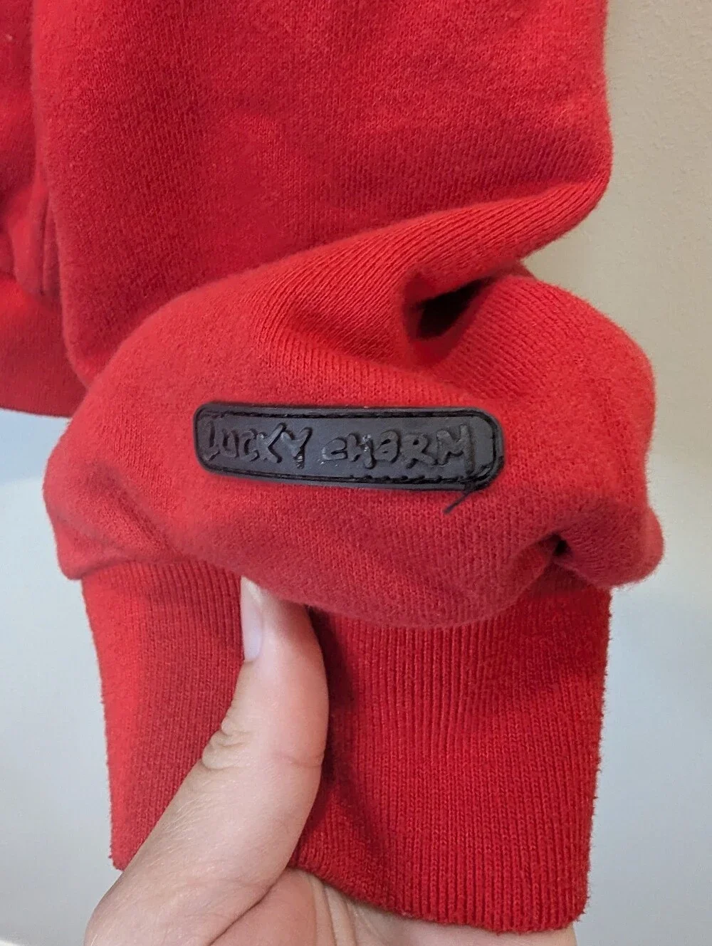BKYS Lucky Charm Red Cotton Sweatsuit With Rhinestone Bunny Kids Size XL